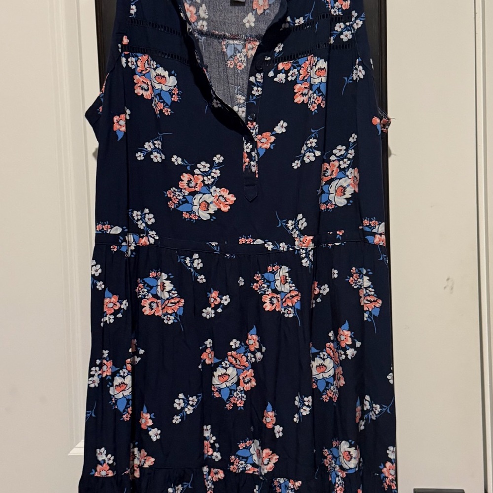 Old Navy Floral Midi Dress - Navy and Pink